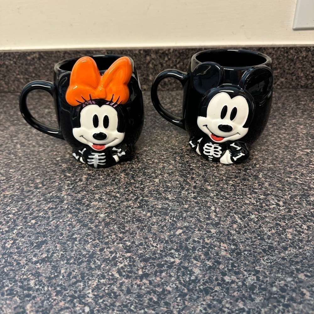 Disney Mickey & Minnie Mouse 3D Skeleton Halloween Mugs